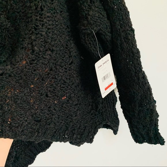 Free People Sunday Shores Black Cotton Open Weave Sweater - Picture 5 of 8
